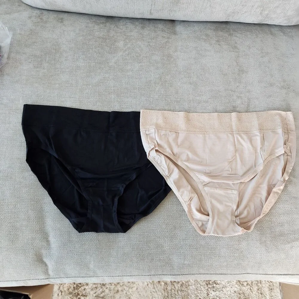 Breezies‎ 1X Modern Micro Hi Cut Brief Underwear 3 Pack Black Pink Beige Multi